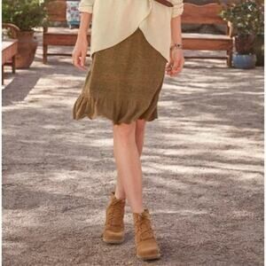 Sundance Everyday Wool Blend Knit Skirt Tan Ruffle Womens XXL Brown Sweater